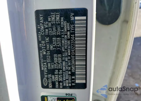 2017 Hyundai Santa Fe Se z USA, uszkodzony, nr VIN KM8SM4HF6HU223544